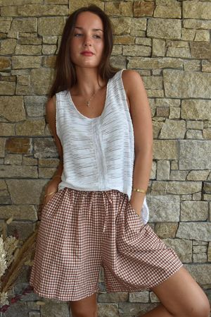 Arbi Gingham Short Hazelnut